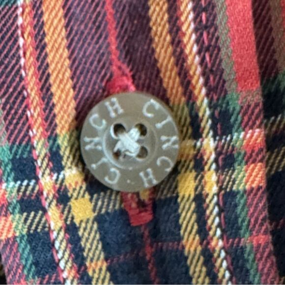 Cinch Long Sleeve Button Down Plaid 100% Cotton Medium EUC - Picture 5 of 6